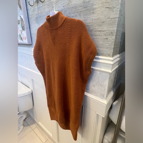 NWT new Anthropologie small fits medium mock neck sweater mini dress brown tan - Picture 13 of 16